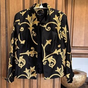 Embroidered Scroll Black & Gold Jacket by Ronaldus Shamask